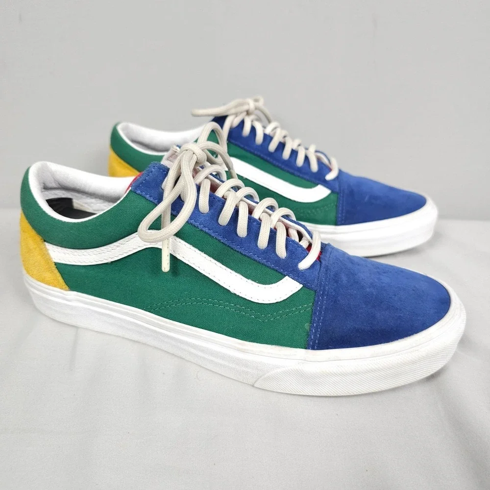 Vans Old Skool Shoes Men Size 9 Yacht Club Blue Red Yellow Suede Canvas Low